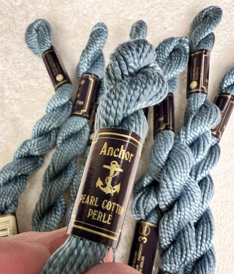 8 MINT Anchor Perle Pearl Cotton #779 Med Blue Embroidery Floss Vintage Skein - Image 3 of 3