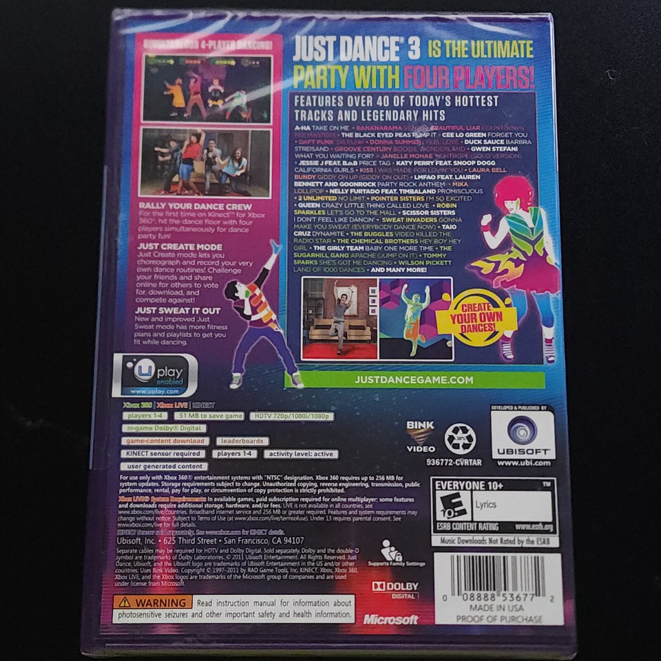 Just Dance 3 Target Edition Xbox 360 - Brand New, Sealed, Y-Fold, Good ...