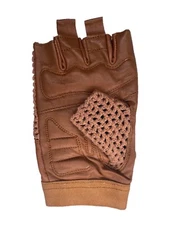 Leather Crochet Cycling / Bicycle Gloves - Vintage  (Tan)