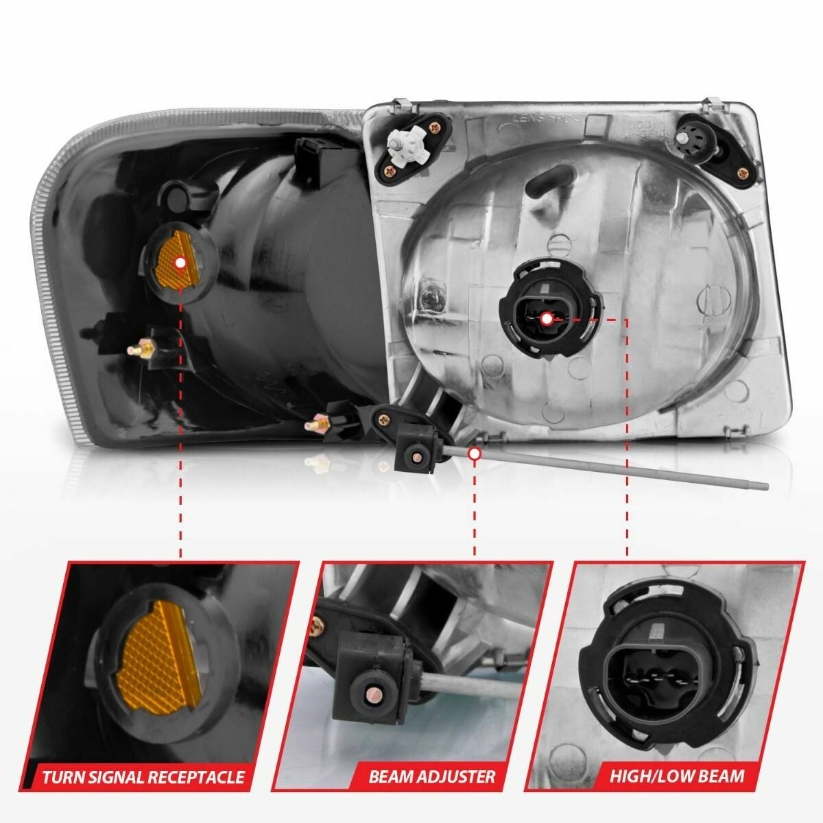 ANZO USA Crystal Headlight Set 111058 - Neff's Diesel Repair