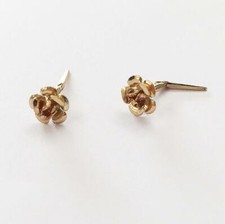 9ct Yellow Gold 3D Rose flower Andralok stud earrings