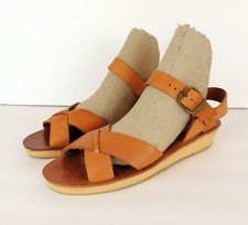 Vintage QualiCraft Womens 6 Casualets Sandals Leather Hippie 70s Boho Brazil 6B