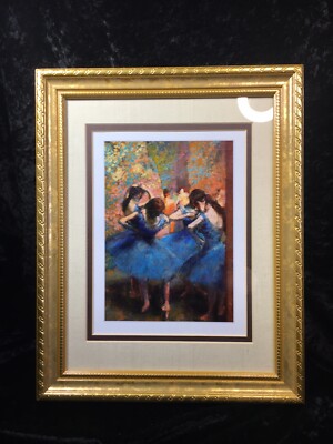 Dancers In Blue Edgar Degas Impressionist Painting Ballet Print Wall Art Framed