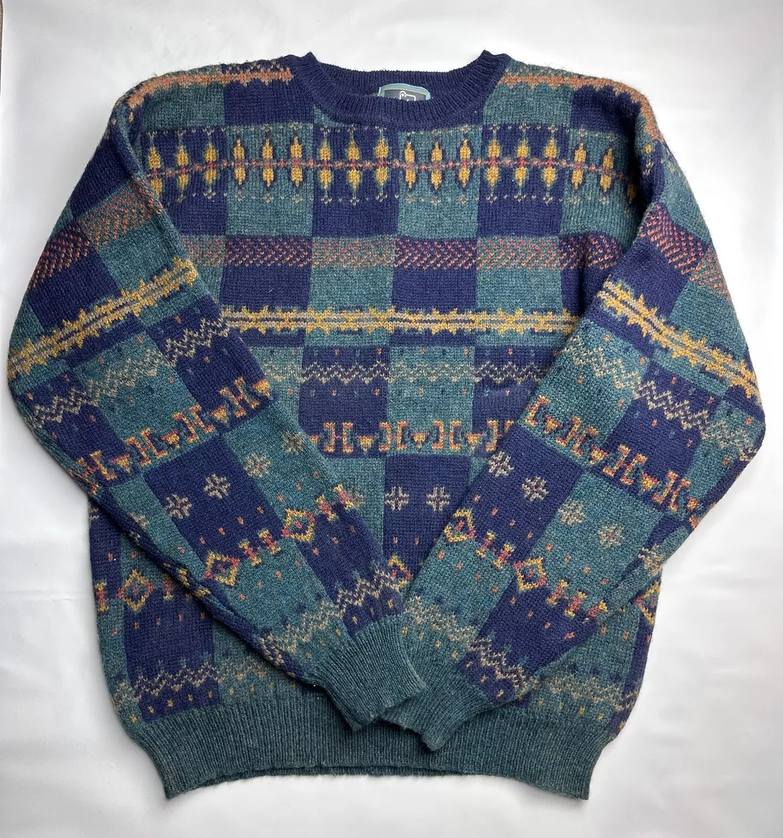 Vintage Woolrich Mens Large L 100% Wool Everglade Mix Sweater Pullover Hong Kong