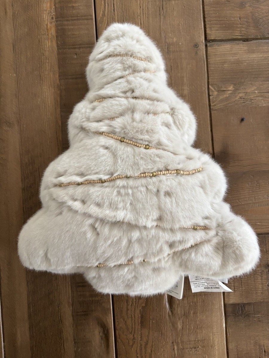 Pottery Barn Christmas Tree Embellished Shaped Pillow, Winter, Holiday,  14”x16”