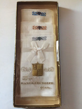 Vintage Pitt's Grand Men s 3 Handkerchiefs NEW in Box Blue Brown Light Blue