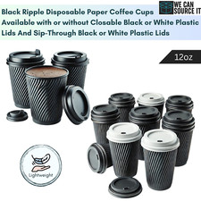 Black Ripple Papier Kaffeetassen 4/8/12/16oz - Einweg Heiß und Kalt Getränk Becher