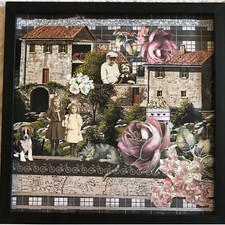 Old Fashioned Vintage Kids Framed Handmade Collage Wall Art Floral Decor