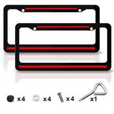 2Pcs For Chevy Car Accessories Front Rear Red Line Car License Plate Frame Tag