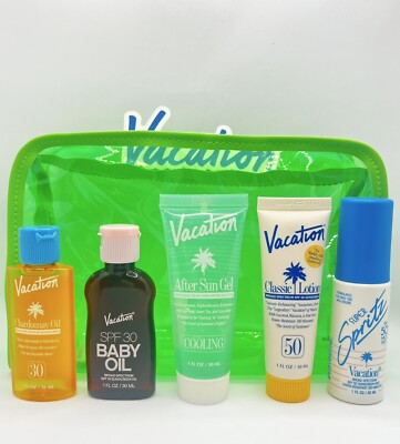 Vacation Sunscreen  5 Pc Set - Spritz, Chardonnay Oil, Baby Oil & More 1 OZ Each