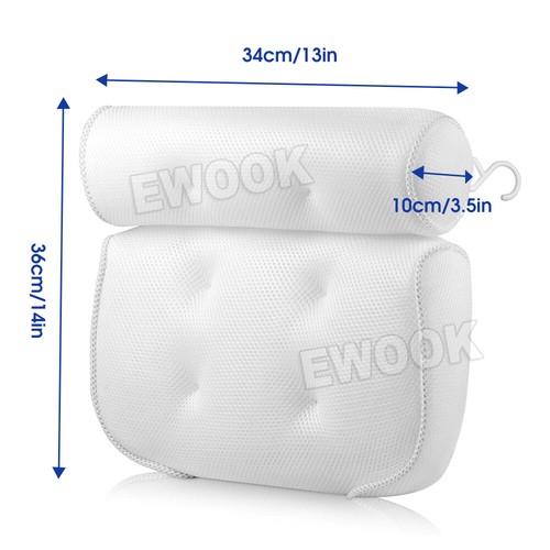 3D Mesh Bath Pillow Spa Breathable Bathtub Cushion Neck Back Support Tub Suction - Picture 9 of 12