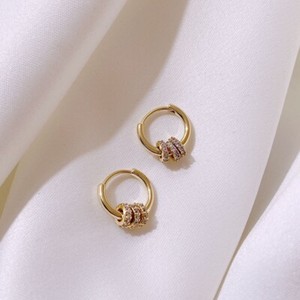 Authentic 14K Gold Plated Three Rings Small Hoop Earrings for Women,Gold Hoop Earrings