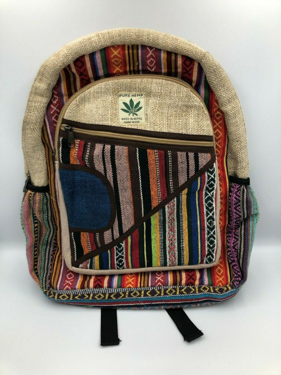 Himalayan Group Multi Pocket Pure Hemp Laptop Backpack NWT USA