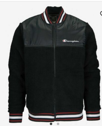 CHAMPION The Sherpa Baseball Varsity Jacket In Black V3375-549736 