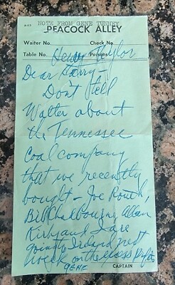 Gene Tunney Handwritten Signed Note (Date Unknown)