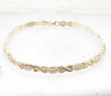  Diamond Cut Hugs & Kisses XOXO Ankle Bracelet Anklet  Real 14K Yellow Gold