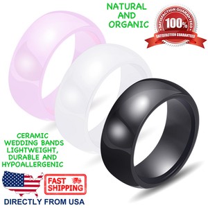 Ceramic Wedding Band Womens Mens Durable Hypoallergenic 8mm Comfort Fit Ring Ebay