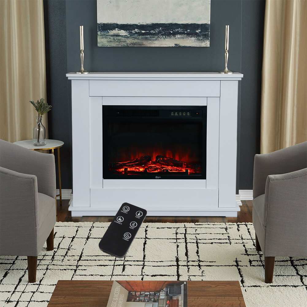 Freestanding Electric Fireplace Complete Inset to Wall Fire Core/White  Mantle UK | eBay