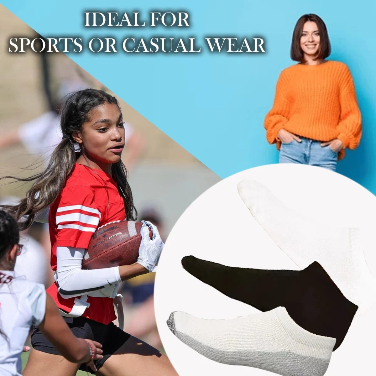 Calcetines de entrenamiento para mujer suaves acolchados de algodón ricos calcetines al tobillo deportivos o informales 4-7