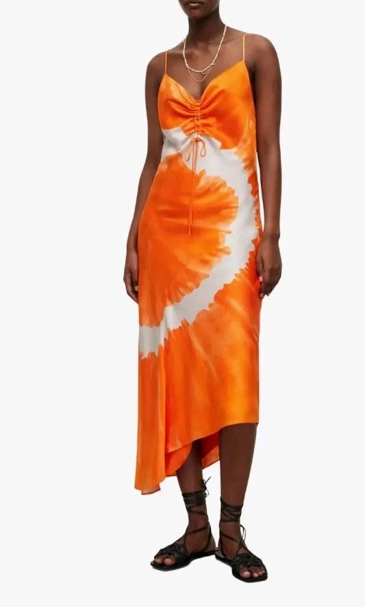 all saints orange dress ALL SAINTS ALEXIA MARIANA Orange And White Tie-dye WOMEN'S SIZE 10 NWT!