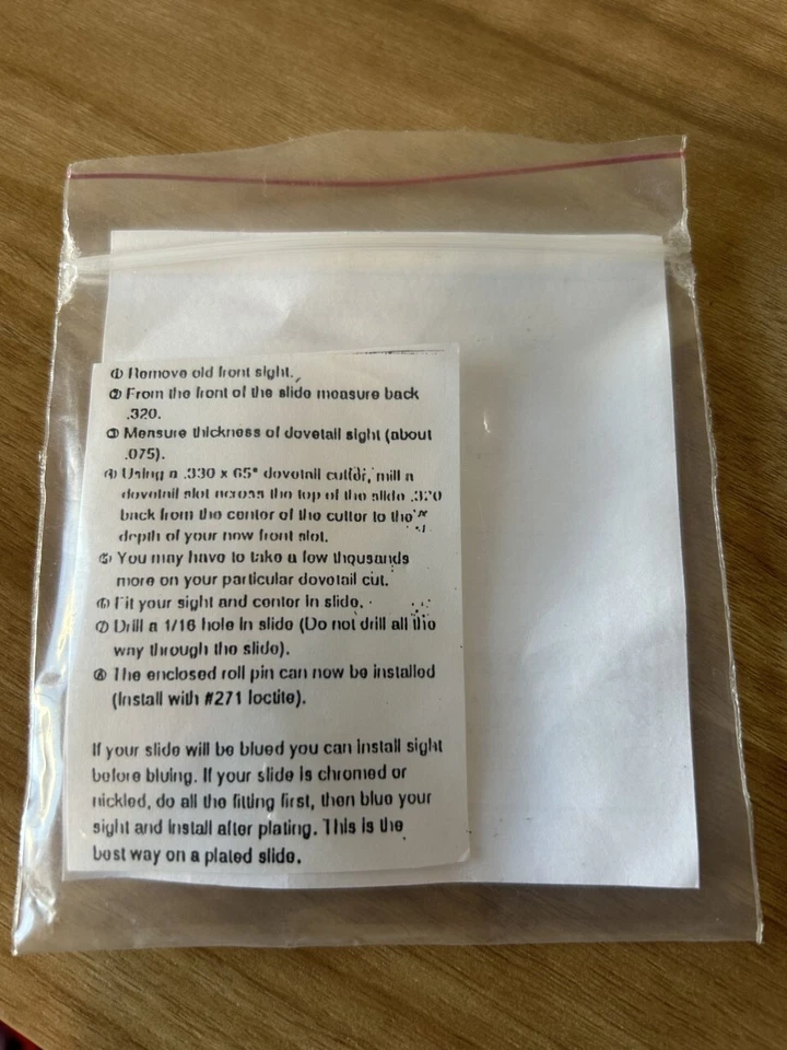 Pistola COLT modelo 1911, mira delantera cola de milano negra lisa Les Baer, NUEVA, 19-207 Foto 4 de 4