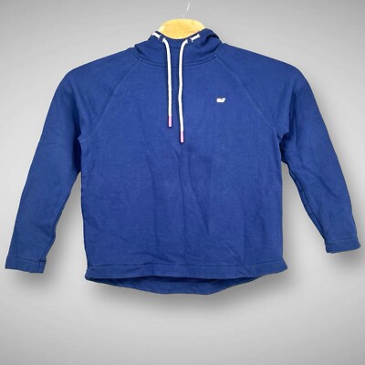 Vineyard Vines Hoodie Womens Small Blue Pullover French Terry Pink Whale