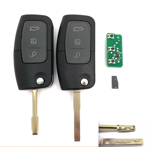 Replacement Flip Key + Remote Control Board + Transponder + Milling for Ford