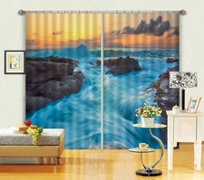 3D Sunset River Stones ZHUA1917 Photo Curtain Window Blockout Fabric Amy 2023