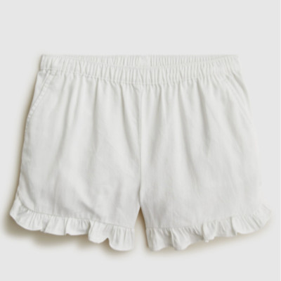 NWT J.Crew Crewcuts Girls' ruffle pull-on short in soft chino, White, Sz 10