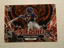 2023 Donruss Unleashed Pink Fireworks Parallel Card of Jackson Chourio - Brewers