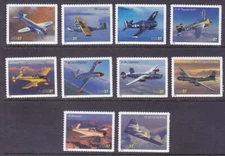 US 3916-3925 2004 37¢ Advances in Aviation Self-Adhesive Singles Set of 10