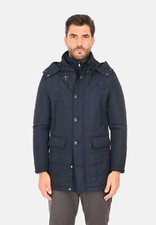 Parka Uomo Invernale Impermeabile Blu Giaccone Cappotto Lungo 