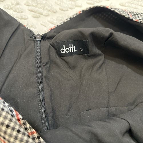 Dotti Houndstooth Check Grey Black Red Wide Peg Jumpsuit M 12 - Picture 6 of 6