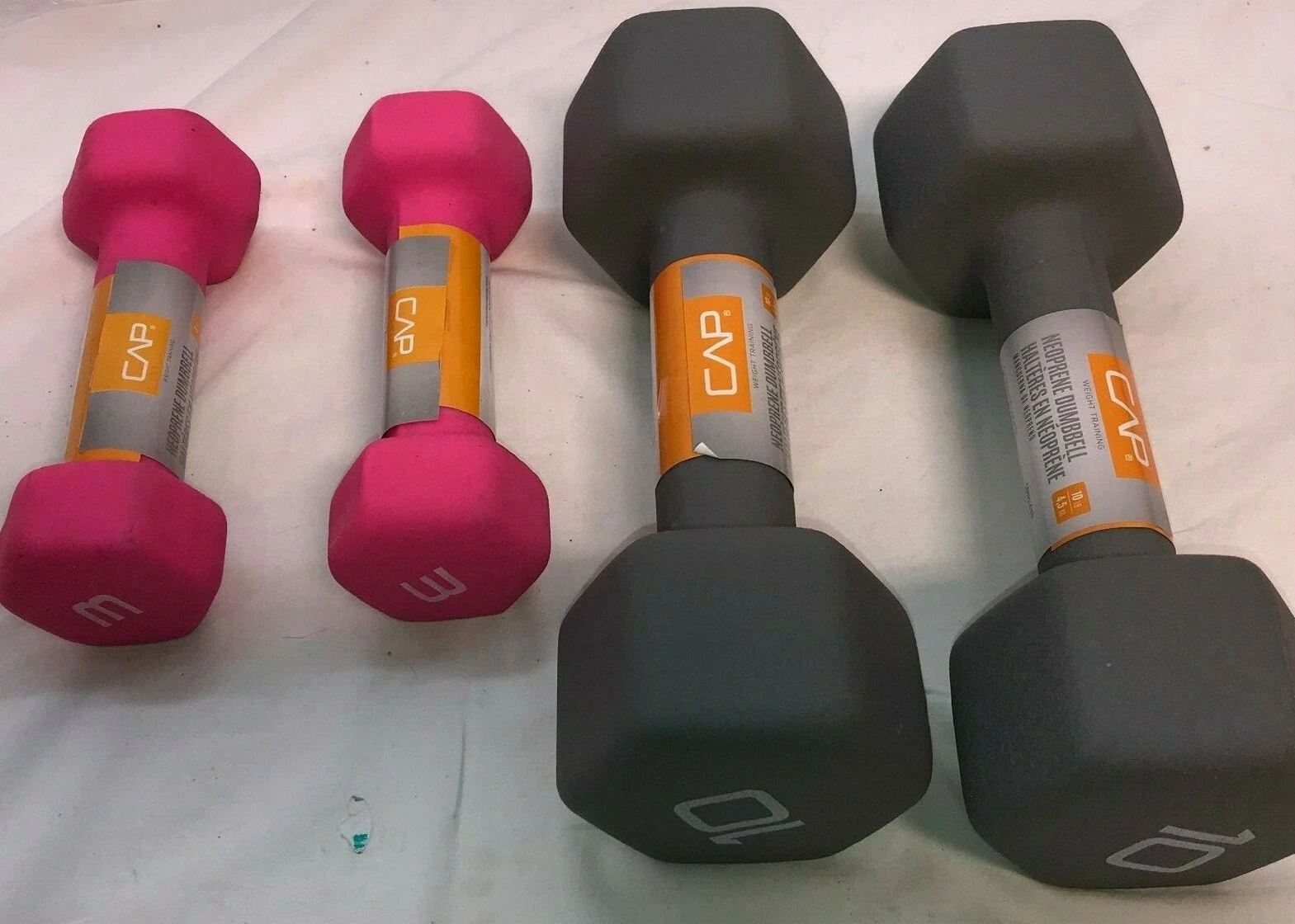 NEW CAP Hex Neoprene Dumbbell Weights 10/3 Pound Dumbbells - 26 LB Total Weight