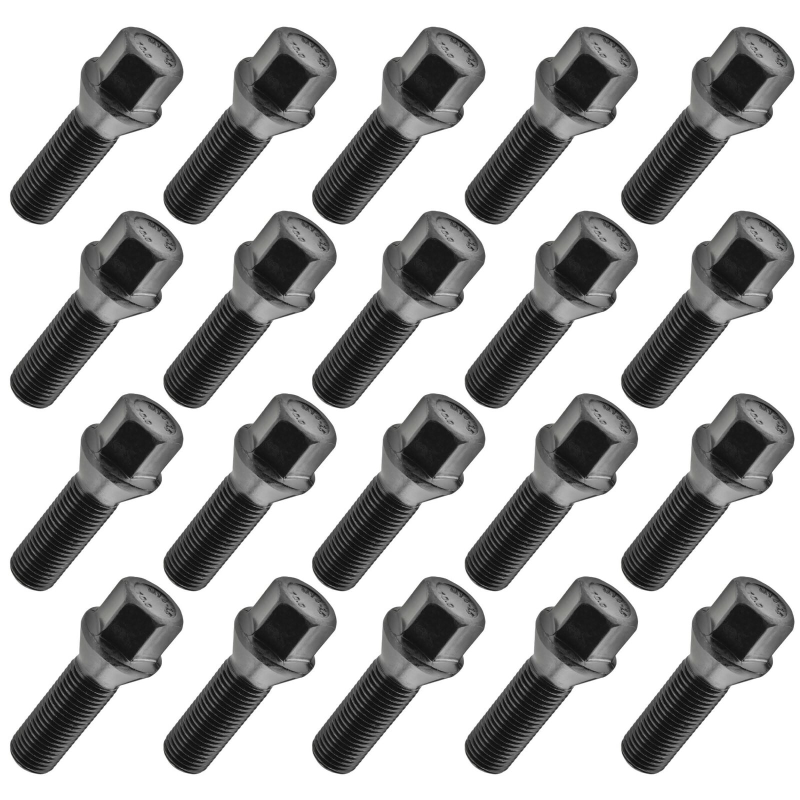8x Radschrauben M14x1,5 28mm Kugel Schwarz SW17 - Festigkeit 10.9