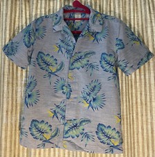 There About Blue Hawaiian Button Up Shirt boys 10-12 M Cotton