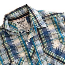Levi's Mens Blue Yellow Plaid Button Up Shirt Long Sleeve Casual Size M
