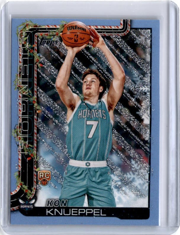 2025-26 Topps Holiday Kon Knueppel RC Light Blue & White Glitter #H164 Hornets