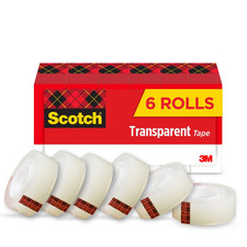 Scotch Transparent Tape, Clear Tape Engineered for Office and Home Use, 1 Inch C