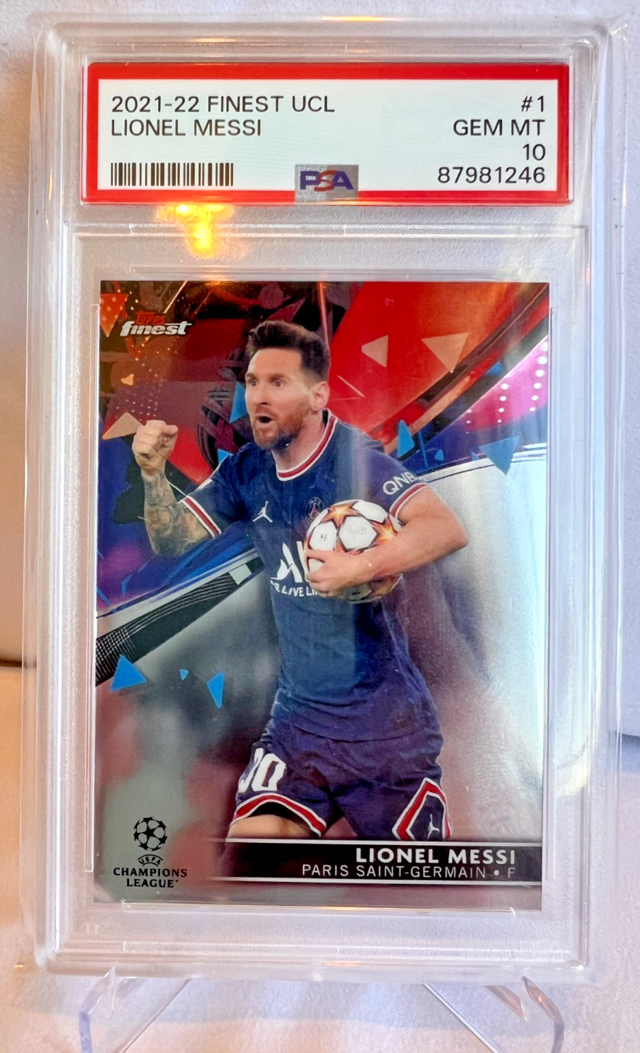 2021-22 Topps Finest UCL Lionel Messi #1 PSA 10 World Cup