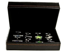 Construction Builder Tools Cufflinks Set with Saw Hammer Level Gift Box Polis...