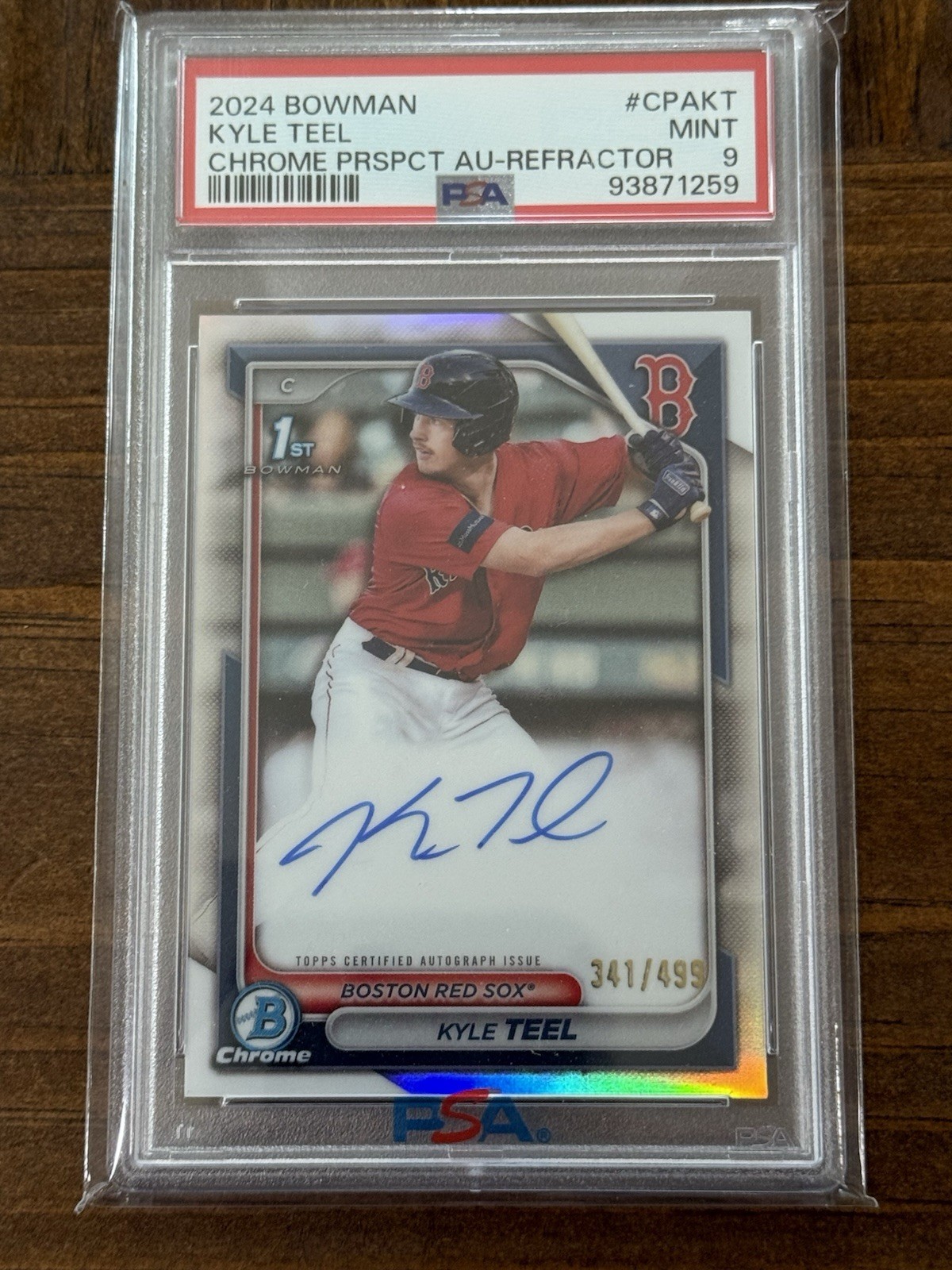 2024 Bowman Chrome Prospect Autographs Kyle Teel #CPA-KT Refractor /499 (AU, RC)