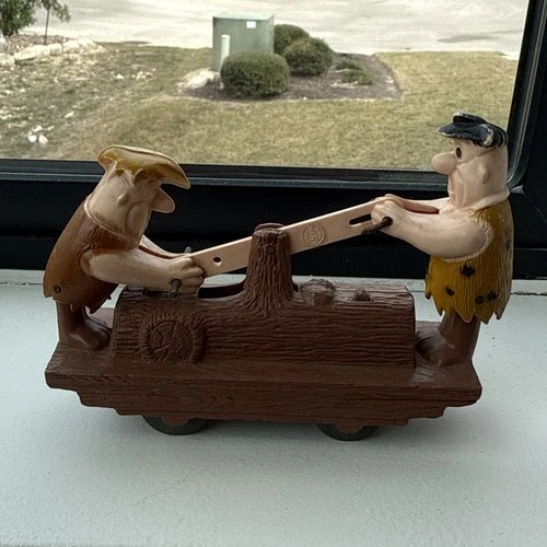 Original Vintage MARX Toy Flintstones Wind Up Mechanical Railway Car