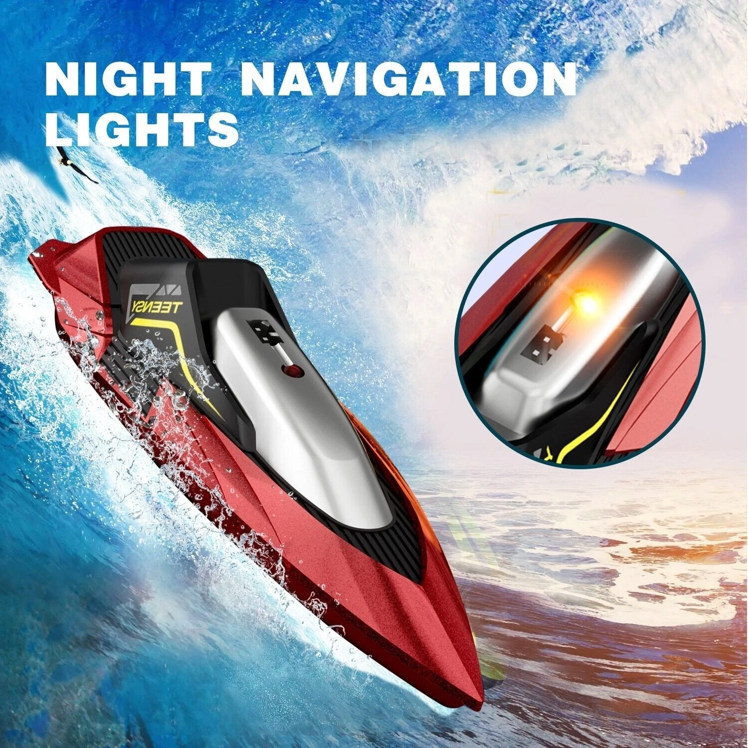 Remote control boat navigation light