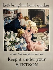 Original Vintage Stetson Poster � Let�s Bring Him Home Quicker by Gannam c1943