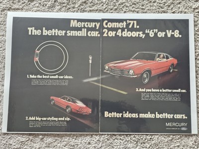 Vintage 1971 Mercury Comet Automobile  - Full 2 Page Advertising