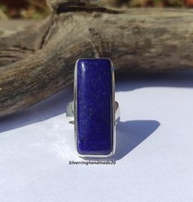 Lapis Lazuli Solid 925 Sterling Silver Beautiful Statement Ring, All Size M1432