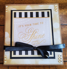 Handmade Scrapbook Junk Journal Folio Album 5.5x6.25" "Your Time to Shine" Theme