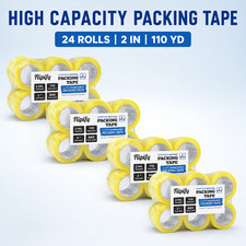 24 Rolls High Capacity Clear Packing Tape 2in x 110yd Shipping Supply