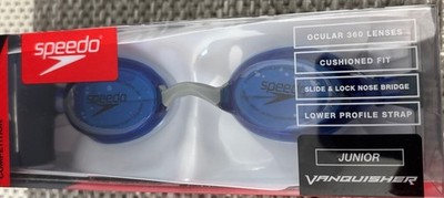 Speedo Junior Vanquisher 3.0 Swimming Slide & Lock Nose Bridge Goggle Blue/White